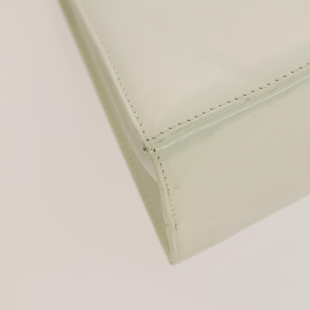 Salvatore Ferragamo Gancini Hand Bag Leather 2way White Gold Auth