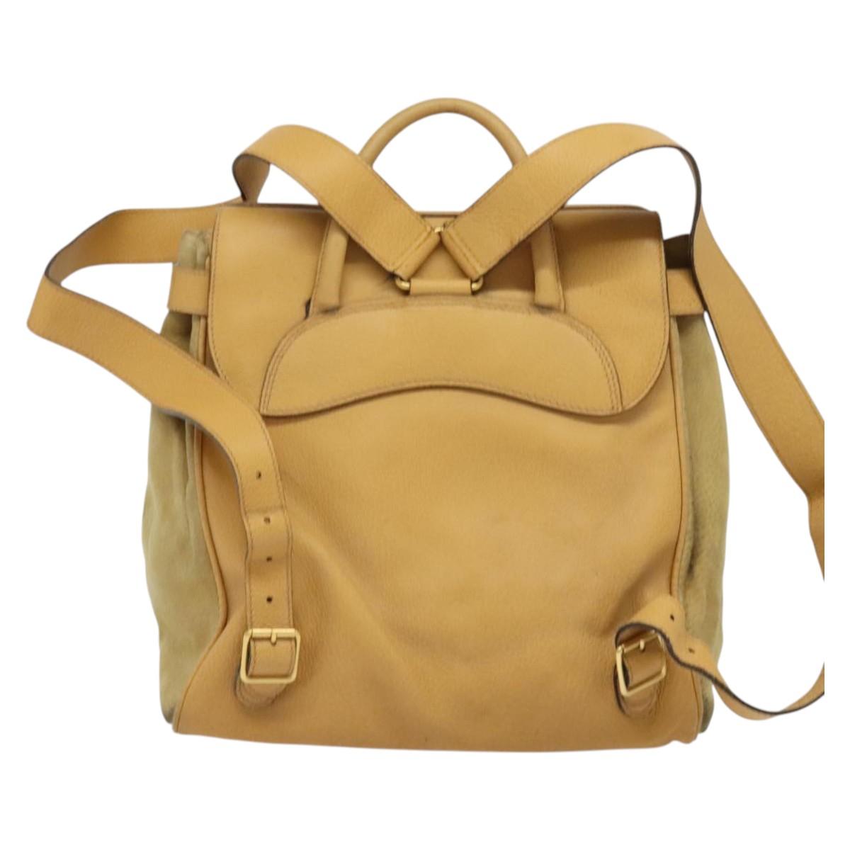 GUCCI Backpack Suede Leather Beige Gold Auth 135058 | eBay display picture 1
