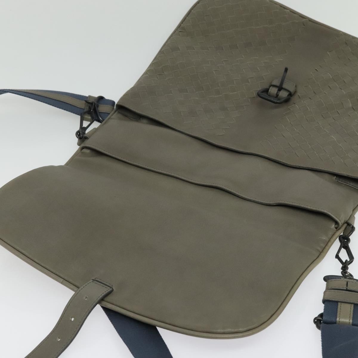 BOTTEGA VENETA INTRECCIATO Shoulder Bag Leather outlet Gray Auth