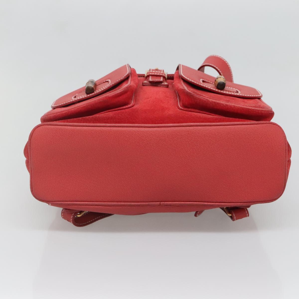 GUCCI Bamboo Backpack Suede Red Gold 003 2058 0016 Auth 136160 GUCCI Bamboo Backpack Suede Red Gold 003 2058 0016 Auth  main image 4