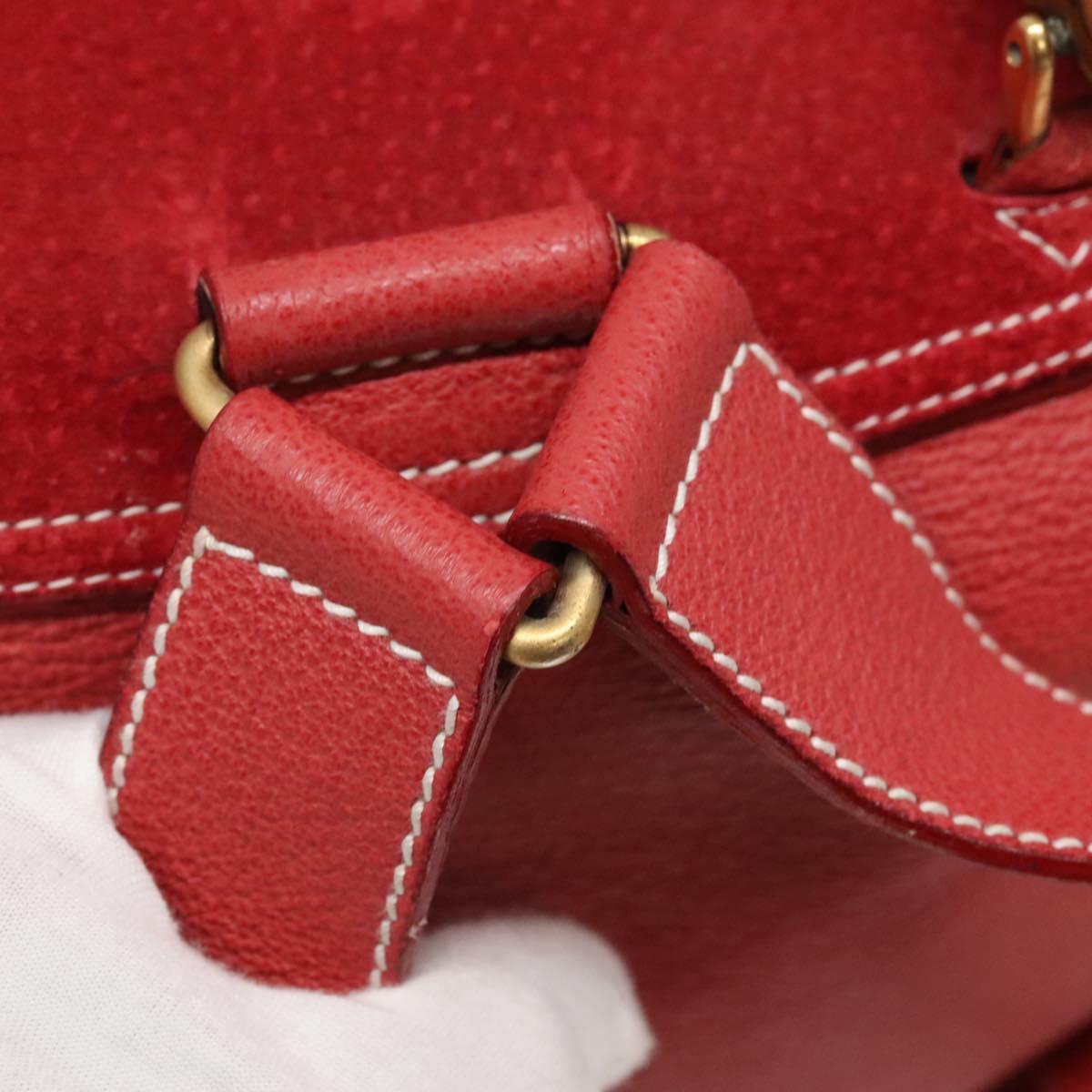 GUCCI Bamboo Backpack Leather Red Gold 003 2058 0016 Auth 156257 GUCCI Bamboo Backpack Suede Red Gold 003 2058 0016 Auth  main image 2