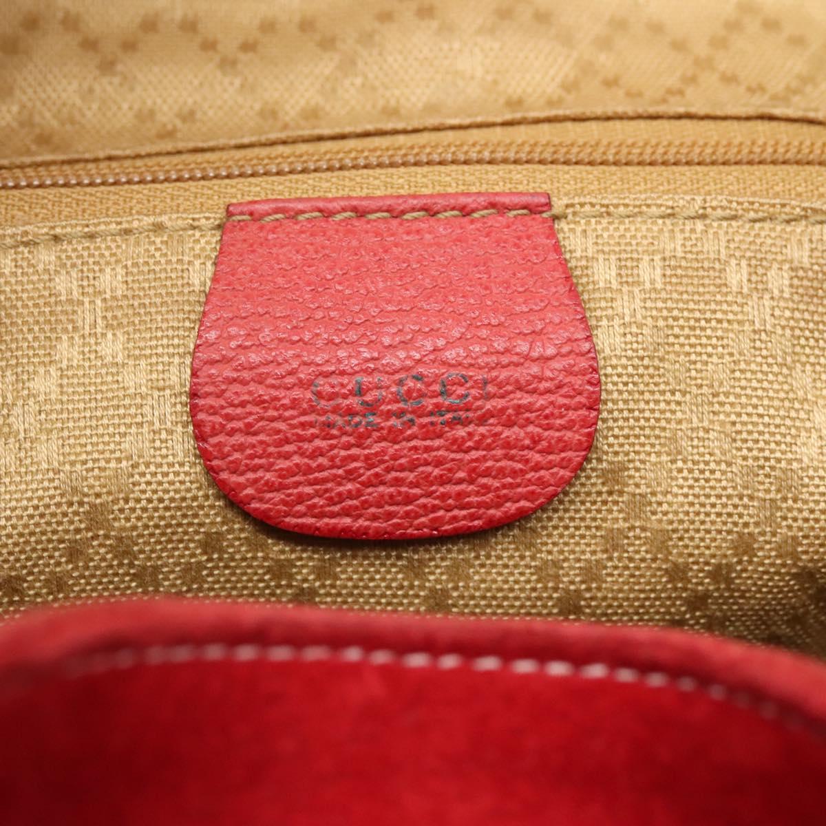 GUCCI Bamboo Backpack Suede Red Gold 003 2058 0016 Auth 