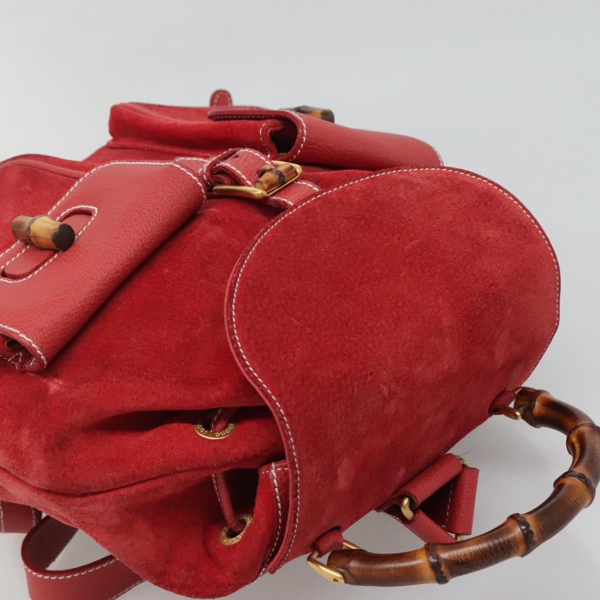 GUCCI Bamboo Backpack Suede Red Gold 003 2058 0016 Auth 136160 GUCCI Bamboo Backpack Suede Red Gold 003 2058 0016 Auth  main image 2