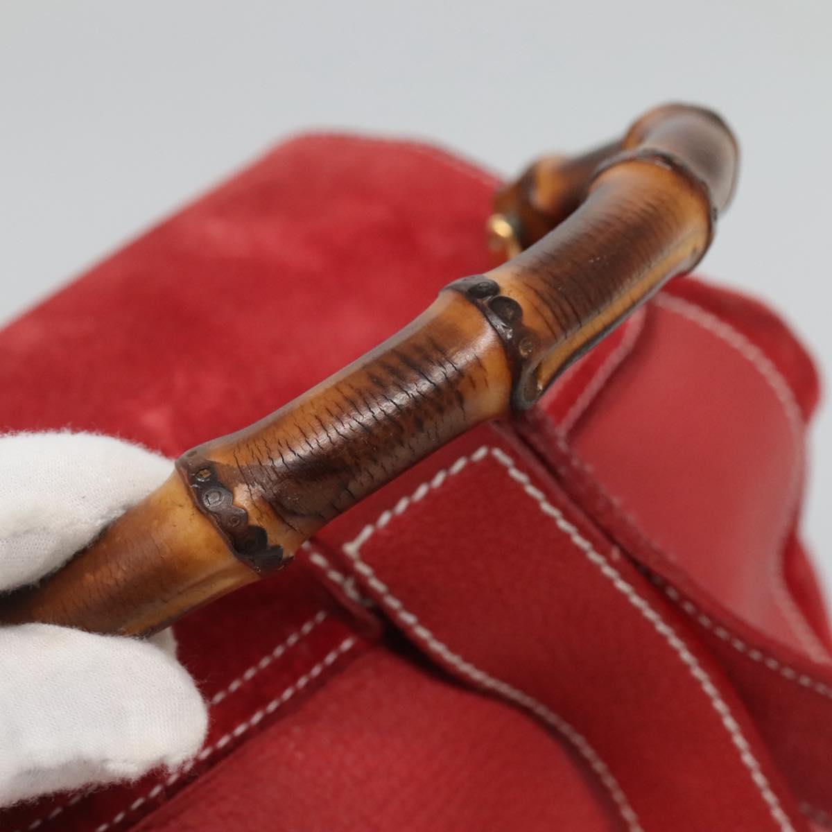 GUCCI Bamboo Backpack Suede Red Gold 003 2058 0016 Auth  display picture 3
