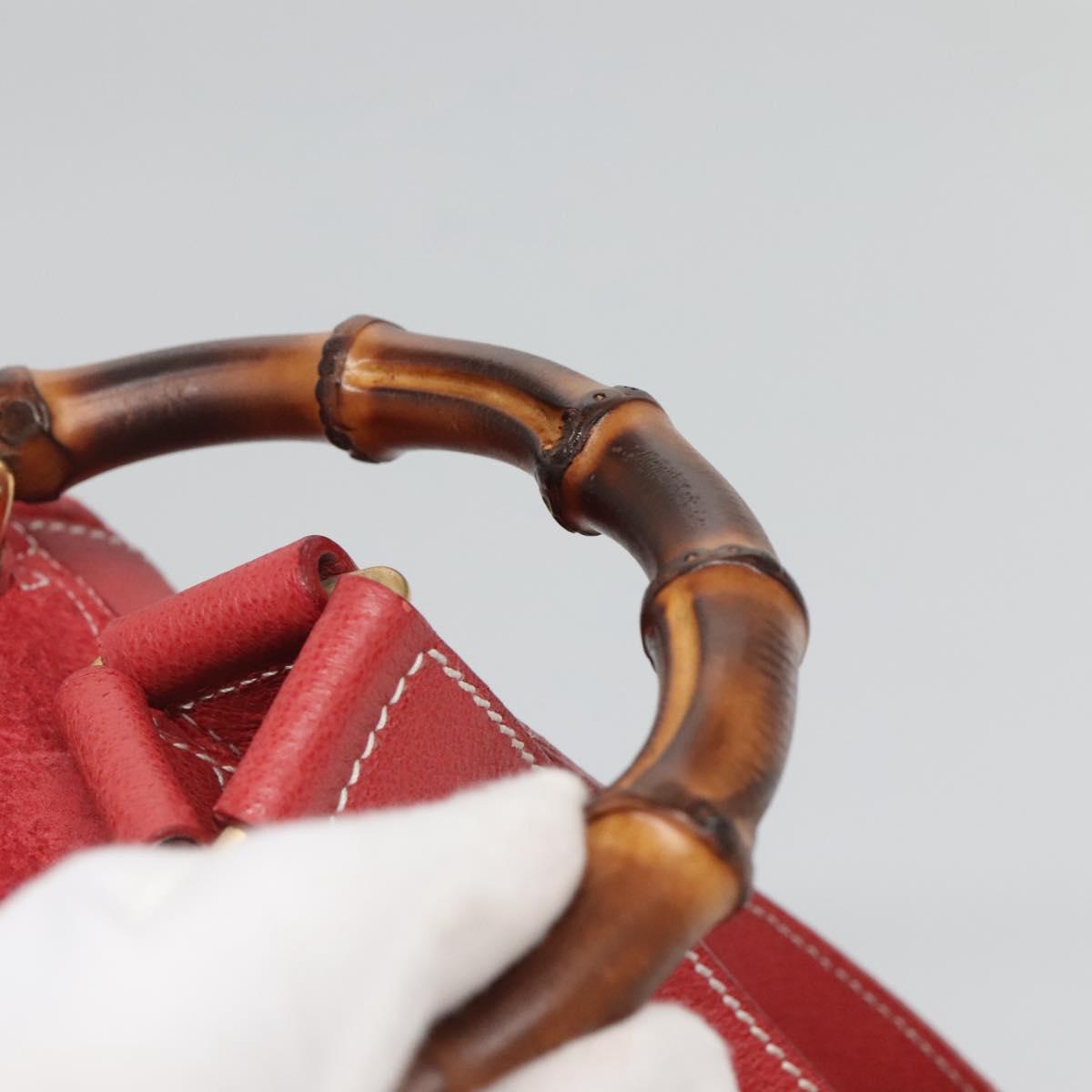 GUCCI Bamboo Backpack Suede Red Gold 003 2058 0016 Auth  display picture 1