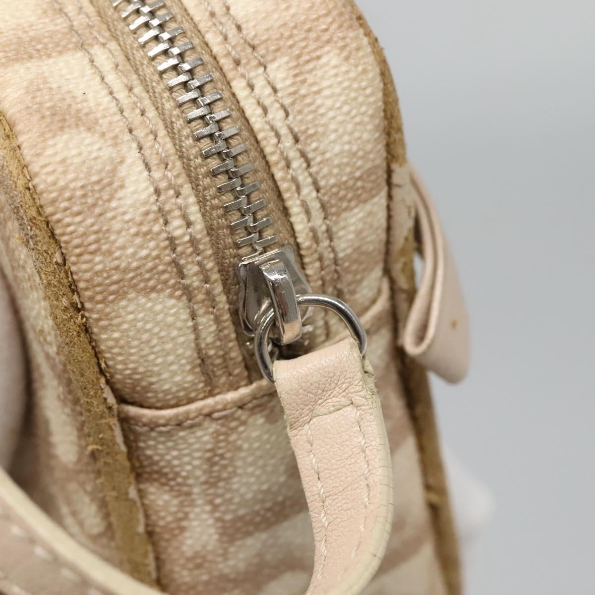 ✨良品✨Dior ♡ Vintage ♡ Romantic mulchcase Christian Dior Trotter Canvas Romantic Pouch PVC Beige Silver Auth