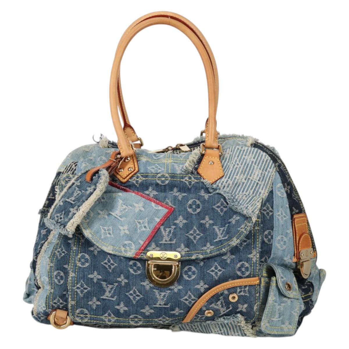 LOUIS VUITTON Monogram Denim Patchwork Bowery Tote Bag Blue M95376