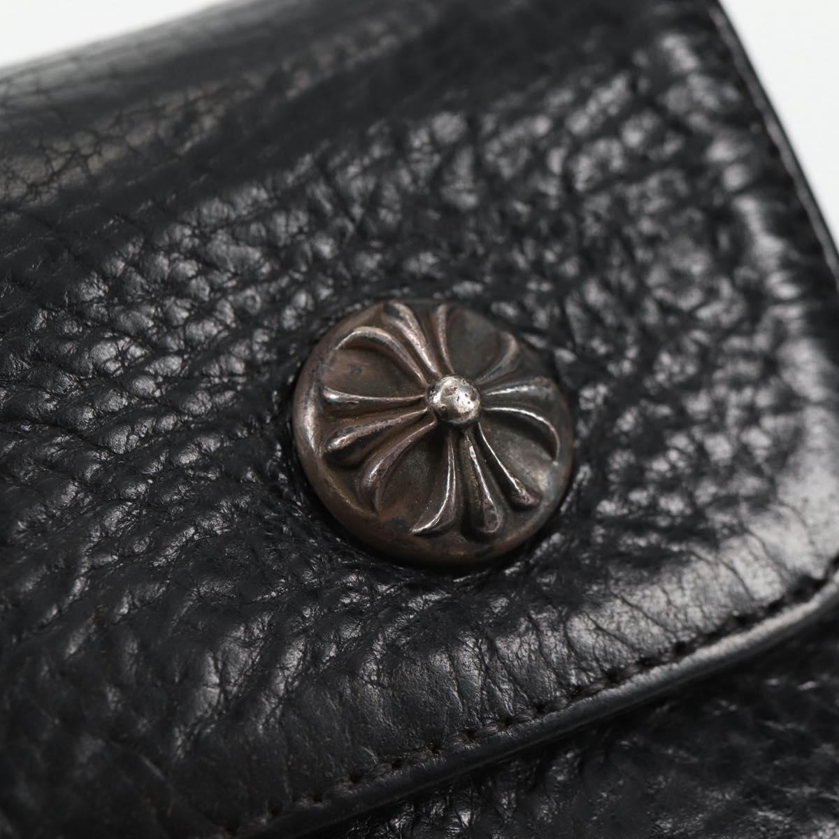 Chrome Hearts Wave Cross Ball Long Wallet Leather Black Auth