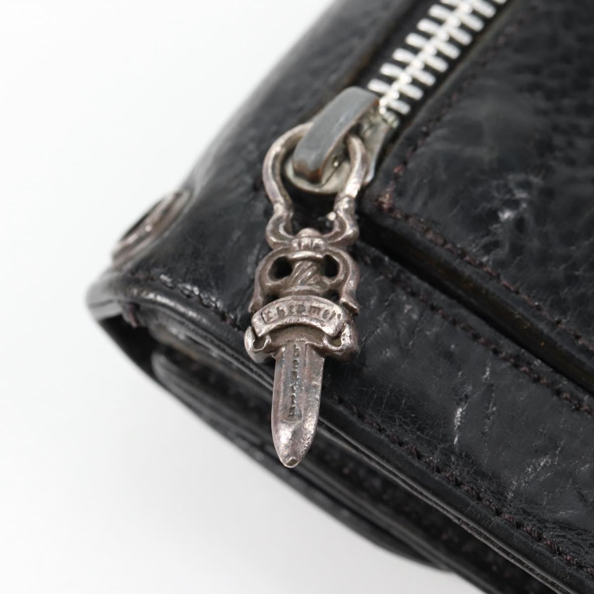 Chrome Hearts Wave Cross Ball Long Wallet Leather Black Auth