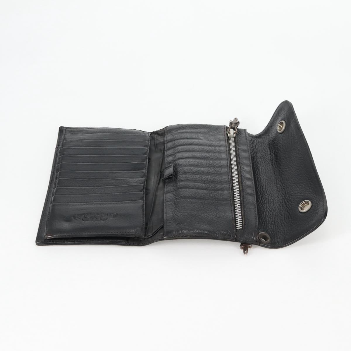 Chrome Hearts Wave Cross Ball Long Wallet Leather Black Auth
