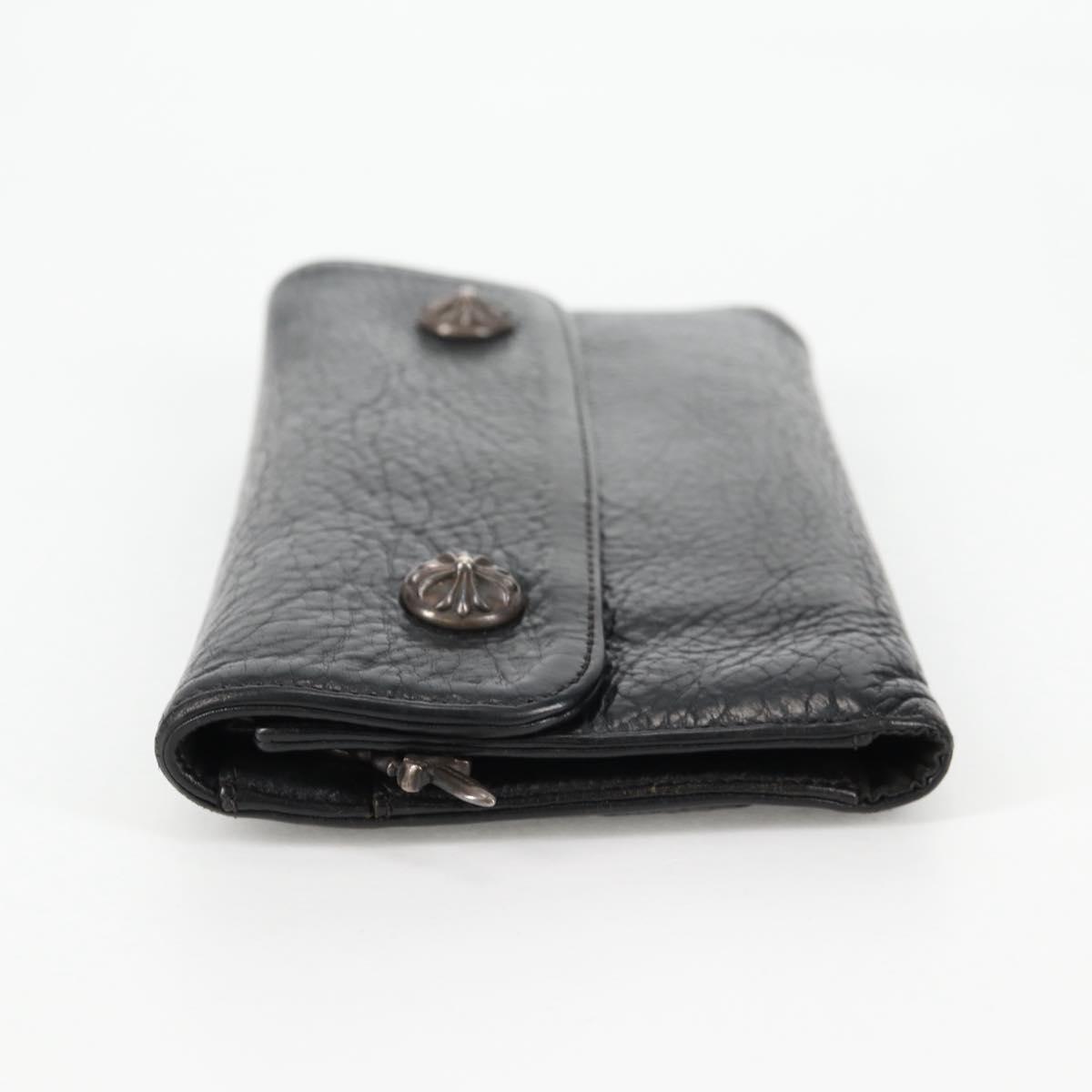 Chrome Hearts Wave Cross Ball Long Wallet Leather Black Auth