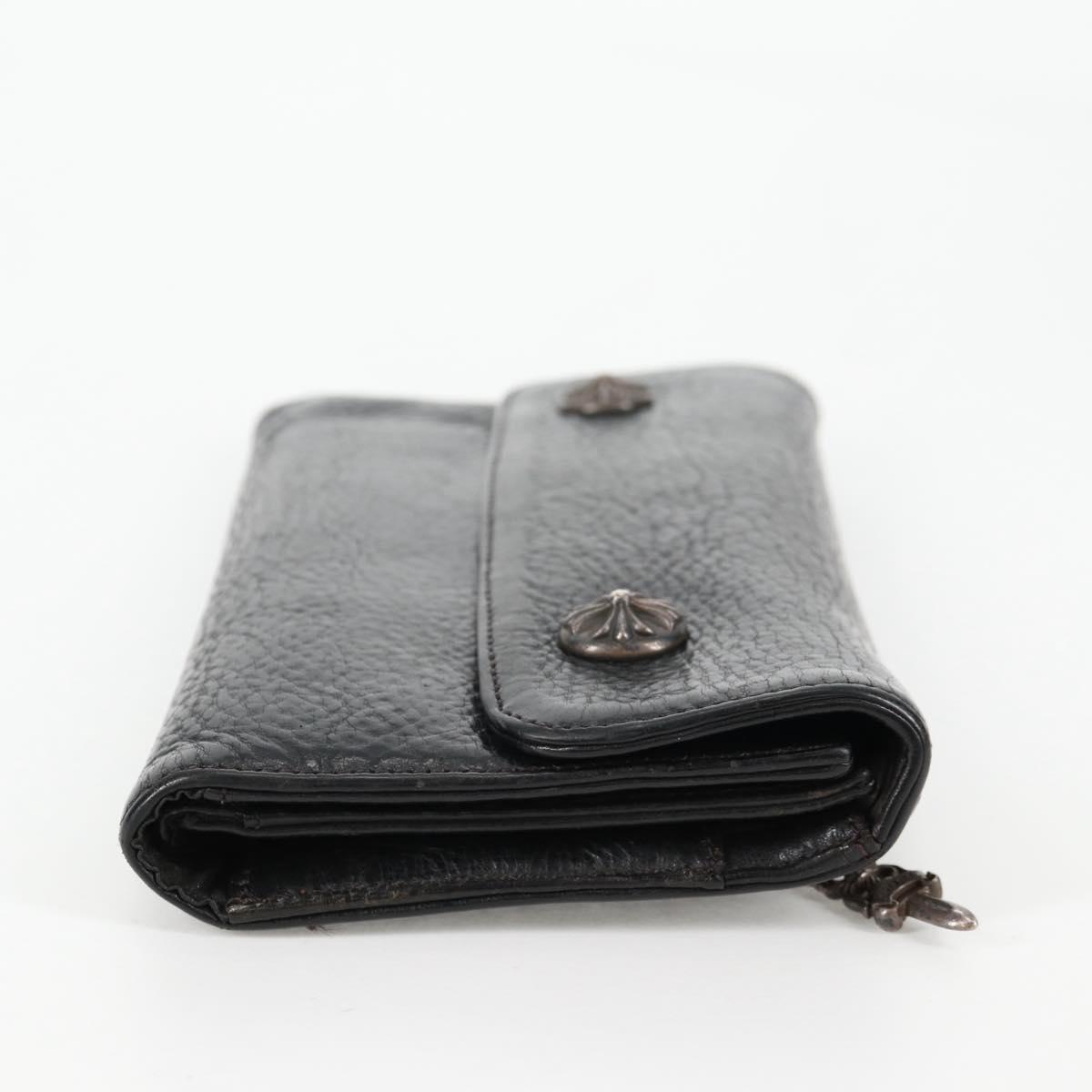 Chrome Hearts Wave Cross Ball Long Wallet Leather Black Auth