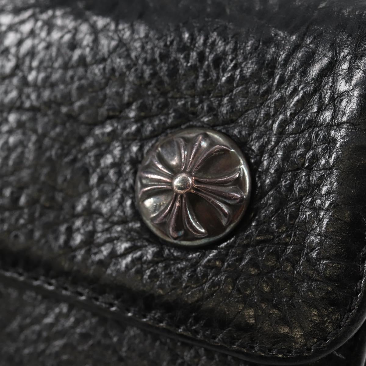 Chrome Hearts Wave Cross Ball Long Wallet Leather Black Auth