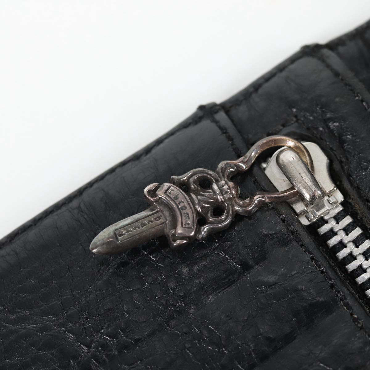 Chrome Hearts Wave Cross Ball Long Wallet Leather Black Auth