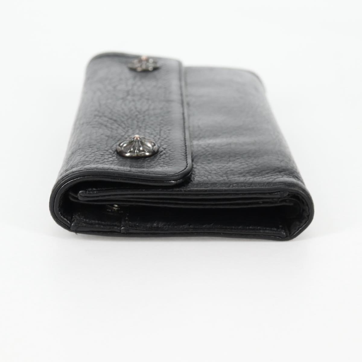 Chrome Hearts Wave Cross Ball Long Wallet Leather Black Auth