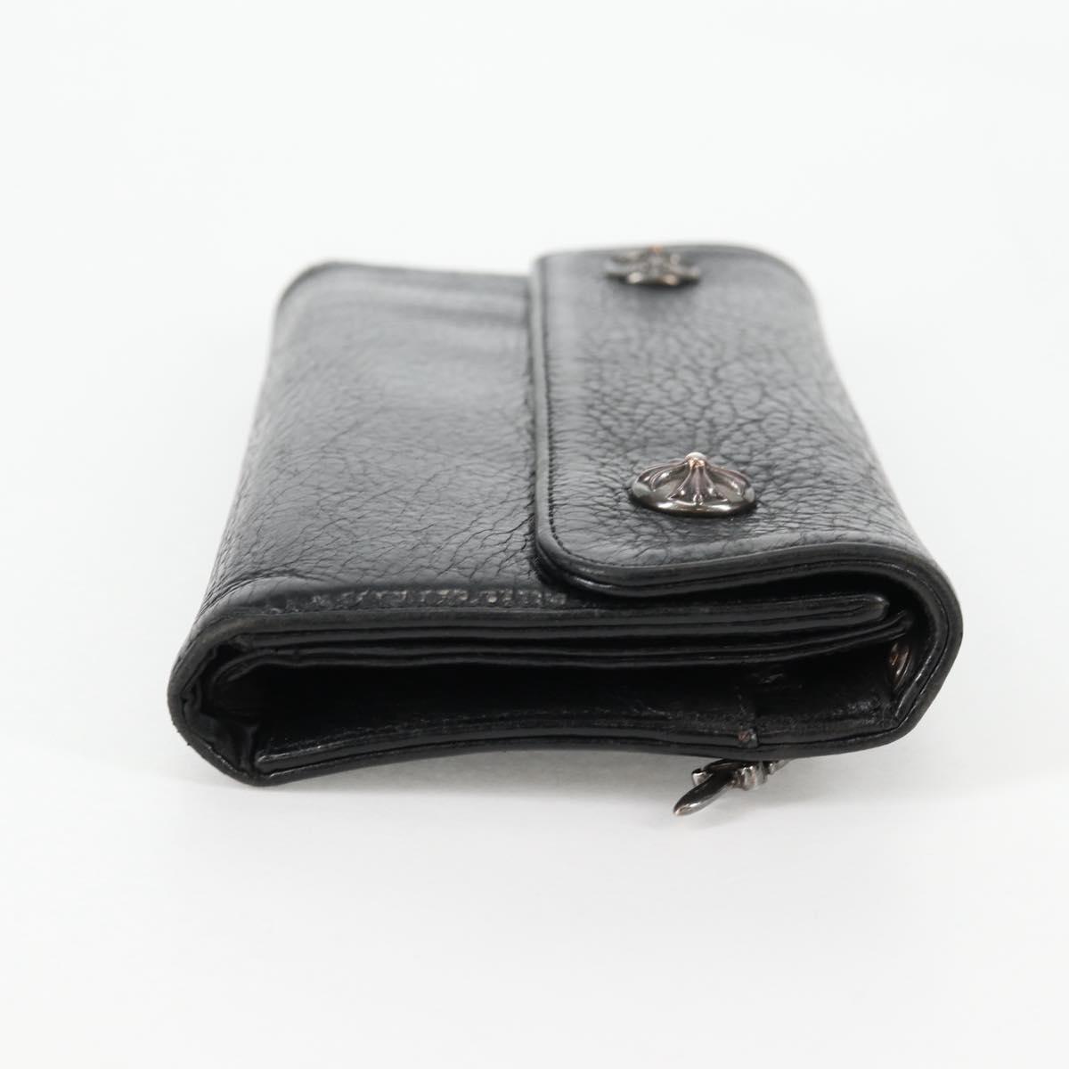 Chrome Hearts Wave Cross Ball Long Wallet Leather Black Auth
