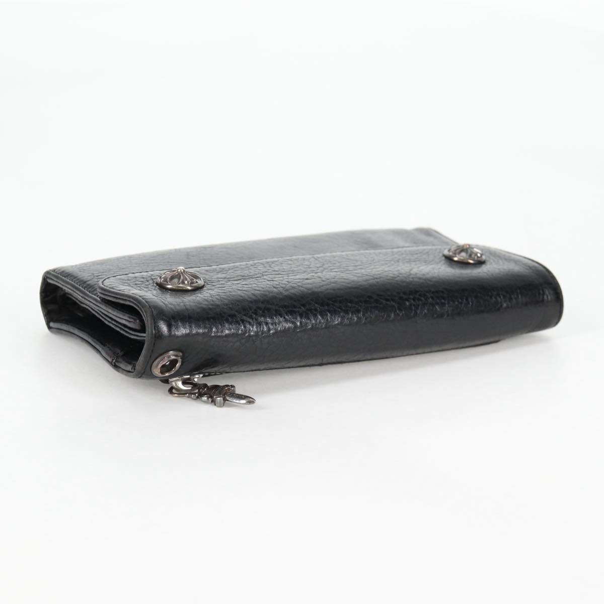 Chrome Hearts Wave Cross Ball Long Wallet Leather Black Auth