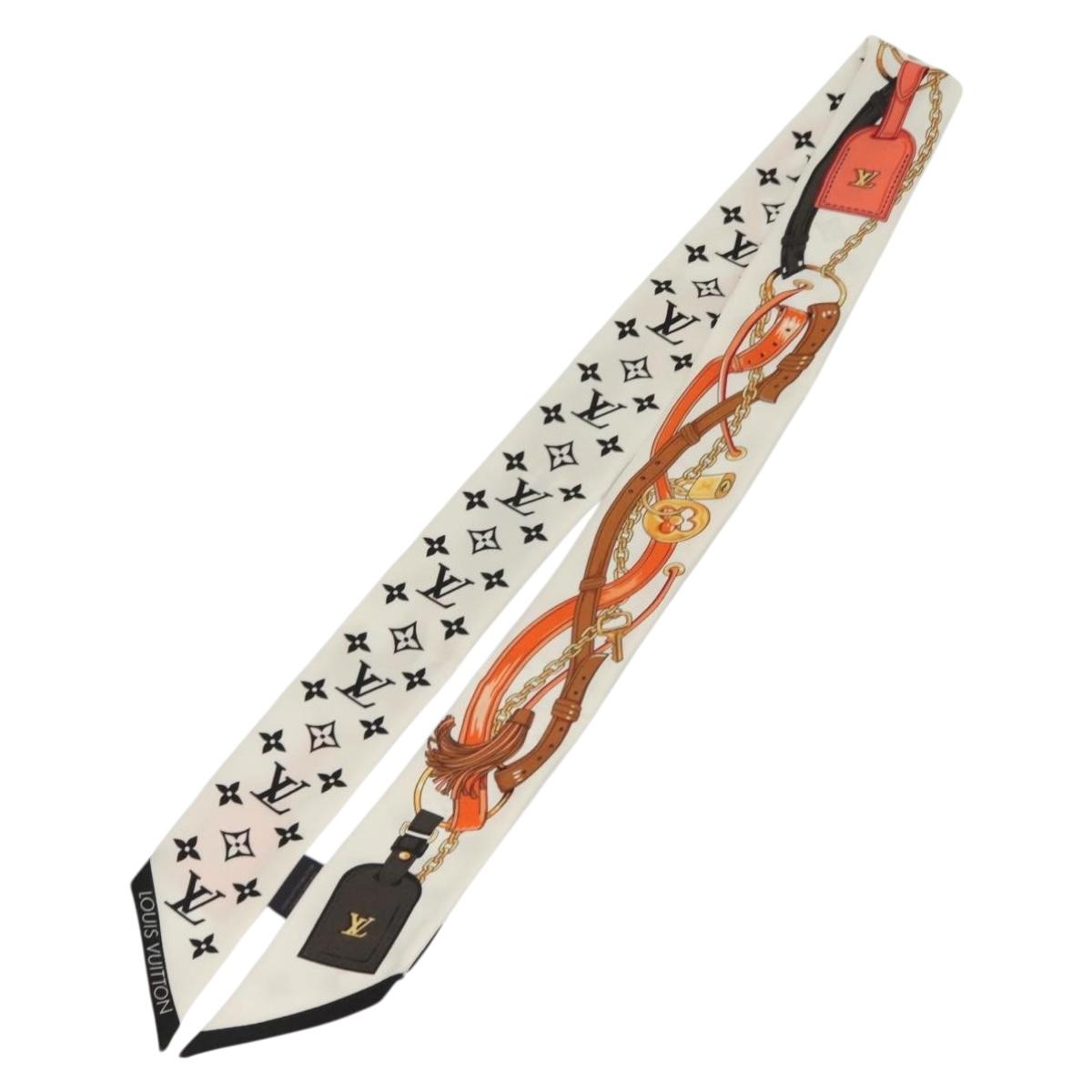 LOUIS VUITTON Flower And Straps Bando BB Scarf Silk White M90658