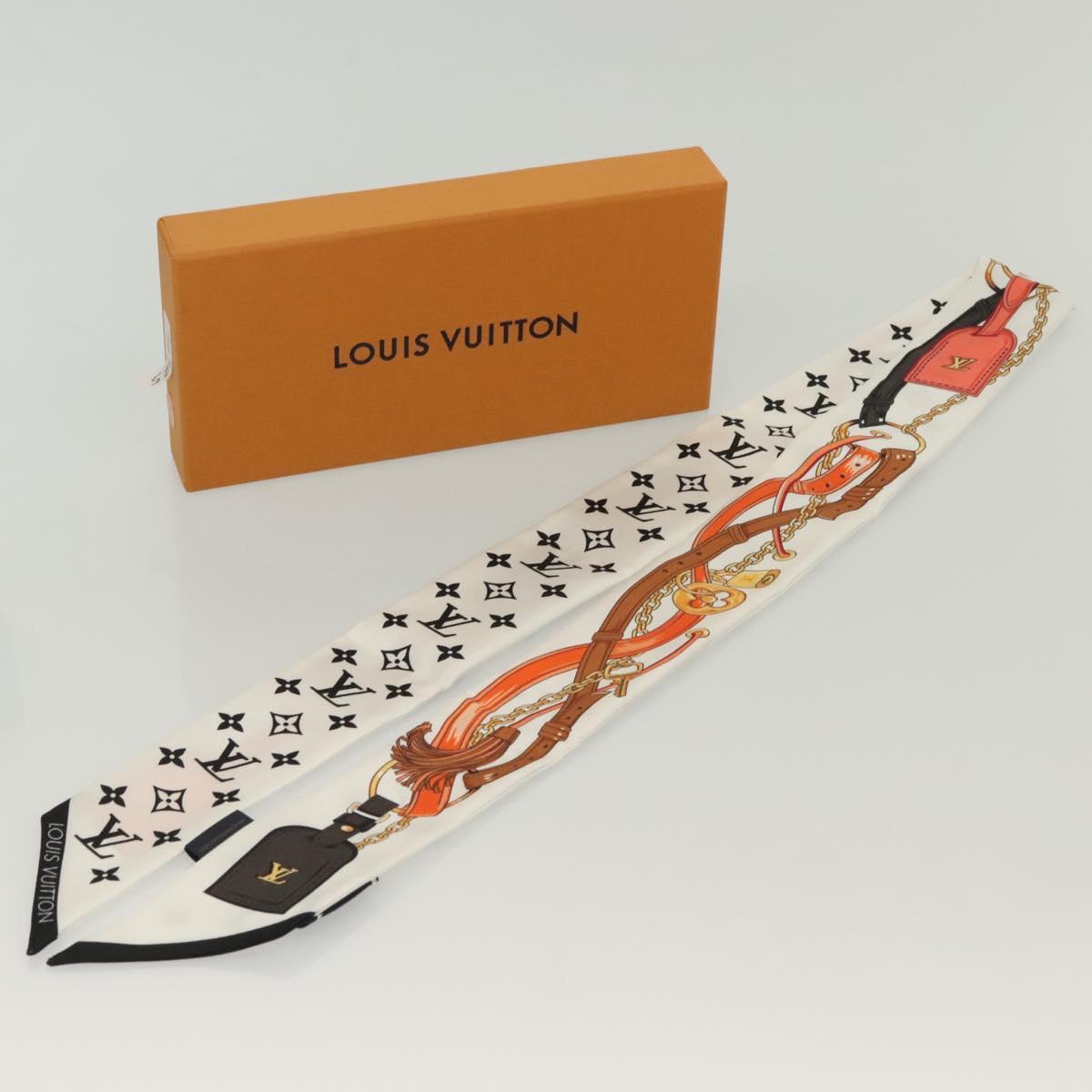 LOUIS VUITTON Flower And Straps Bando BB Scarf Silk White M90658