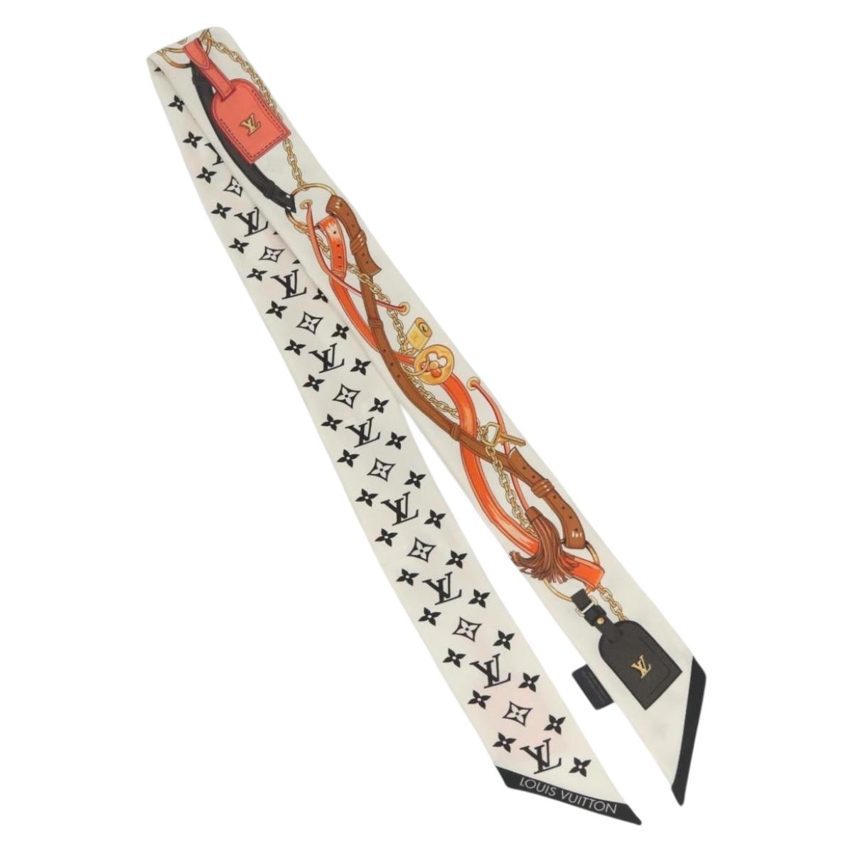 LOUIS VUITTON Flower And Straps Bando BB Scarf Silk White M90658