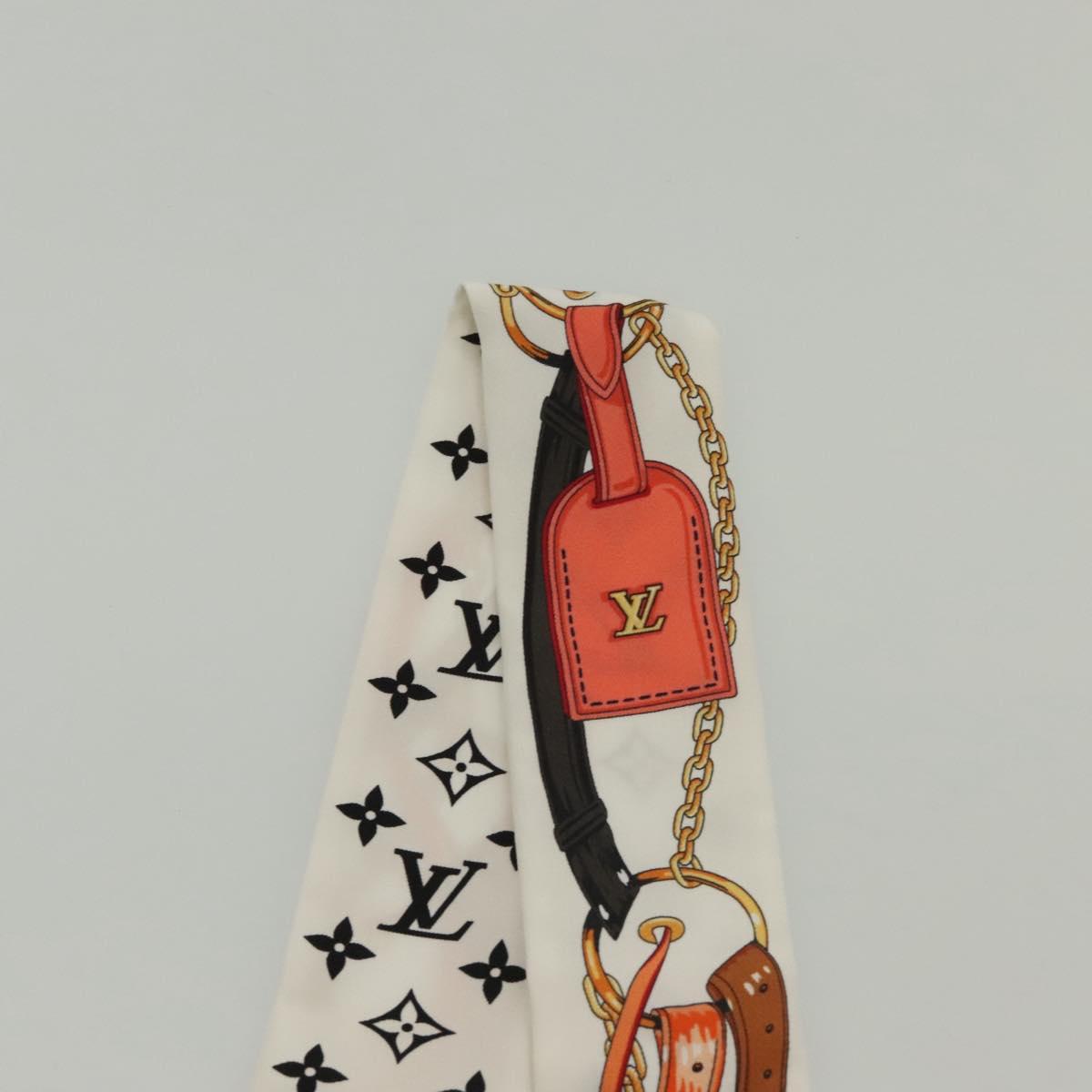 LOUIS VUITTON Flower And Straps Bando BB Scarf Silk White M90658