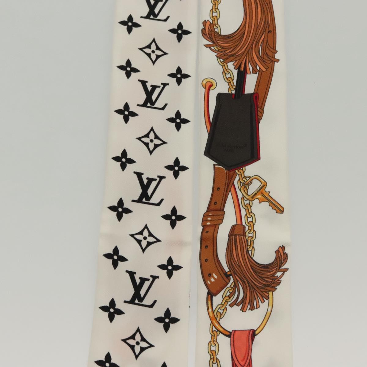 LOUIS VUITTON Flower And Straps Bando BB Scarf Silk White M90658