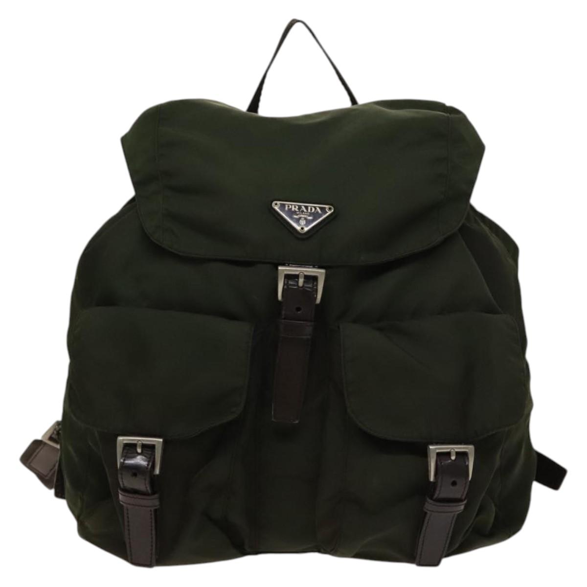 PRADA Backpack Nylon Green Silver Auth 136692 | eBay