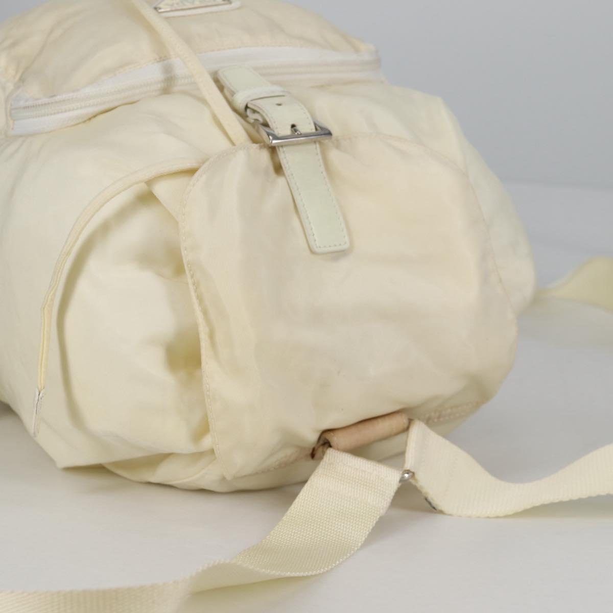 PRADA Backpack Nylon Cream Silver Auth 137765 | eBay display picture 3