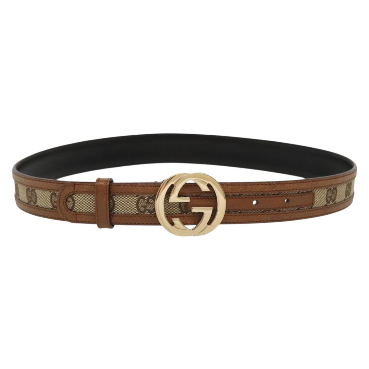 GUCCI GG Canvas Belt Leather 35.4