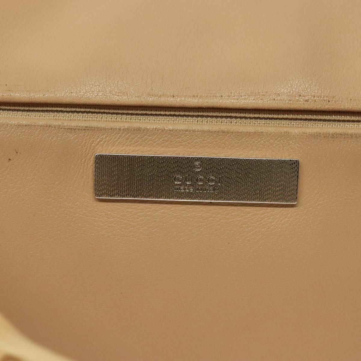 GUCCI Bamboo Shoulder Bag Leather Beige Silver 001 3865 Auth