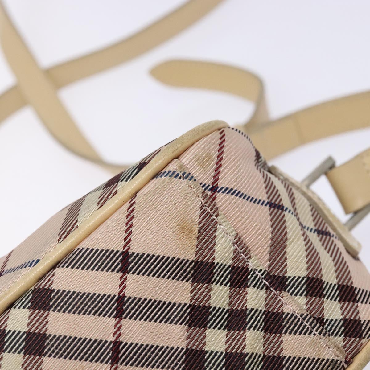 BURBERRY Nova Check Blue Label Shoulder Bag Nylon Pink Silver Auth