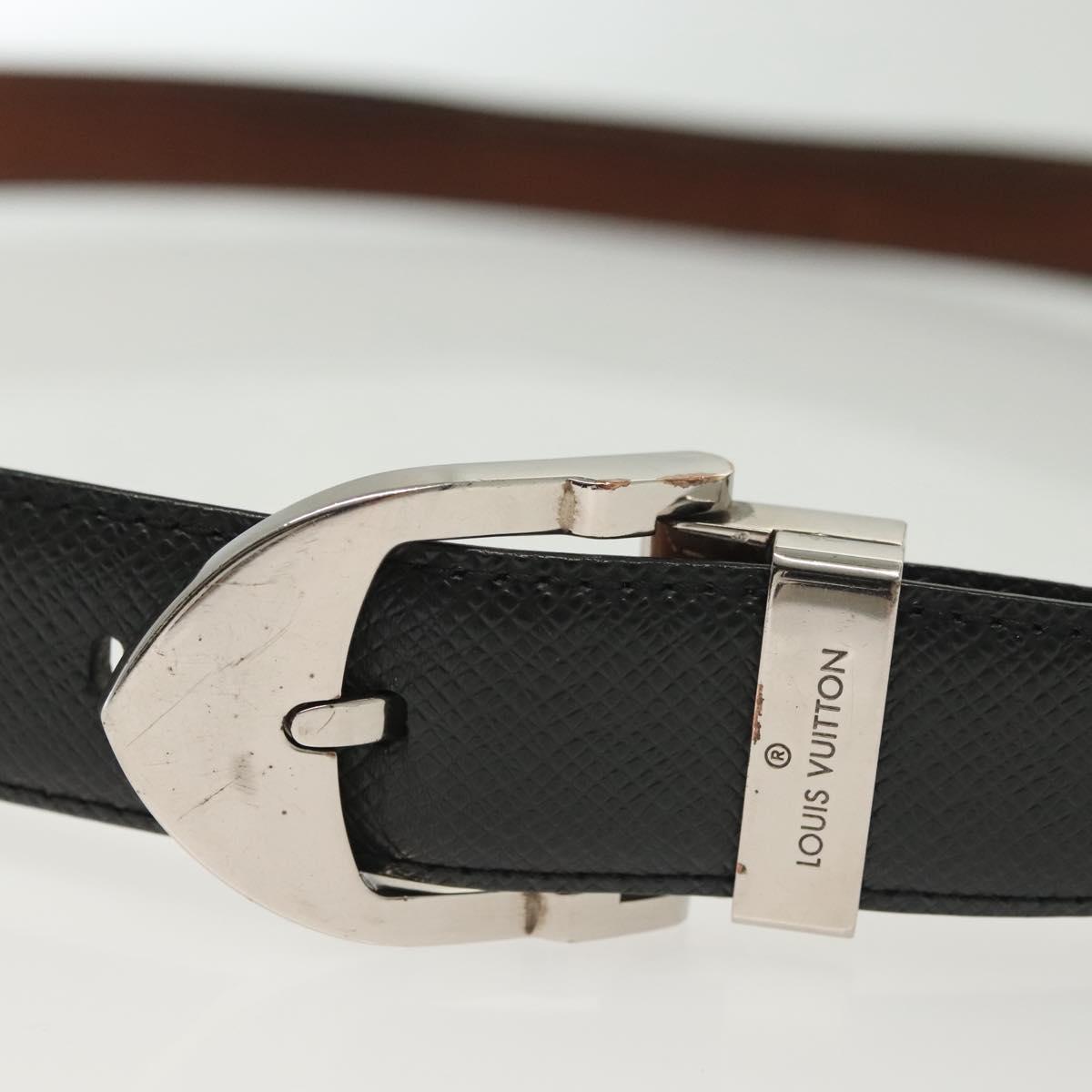 Louis Vuitton ブラックレザーベルト LOUIS VUITTON Taiga Ceinture Classic Belt 49.2