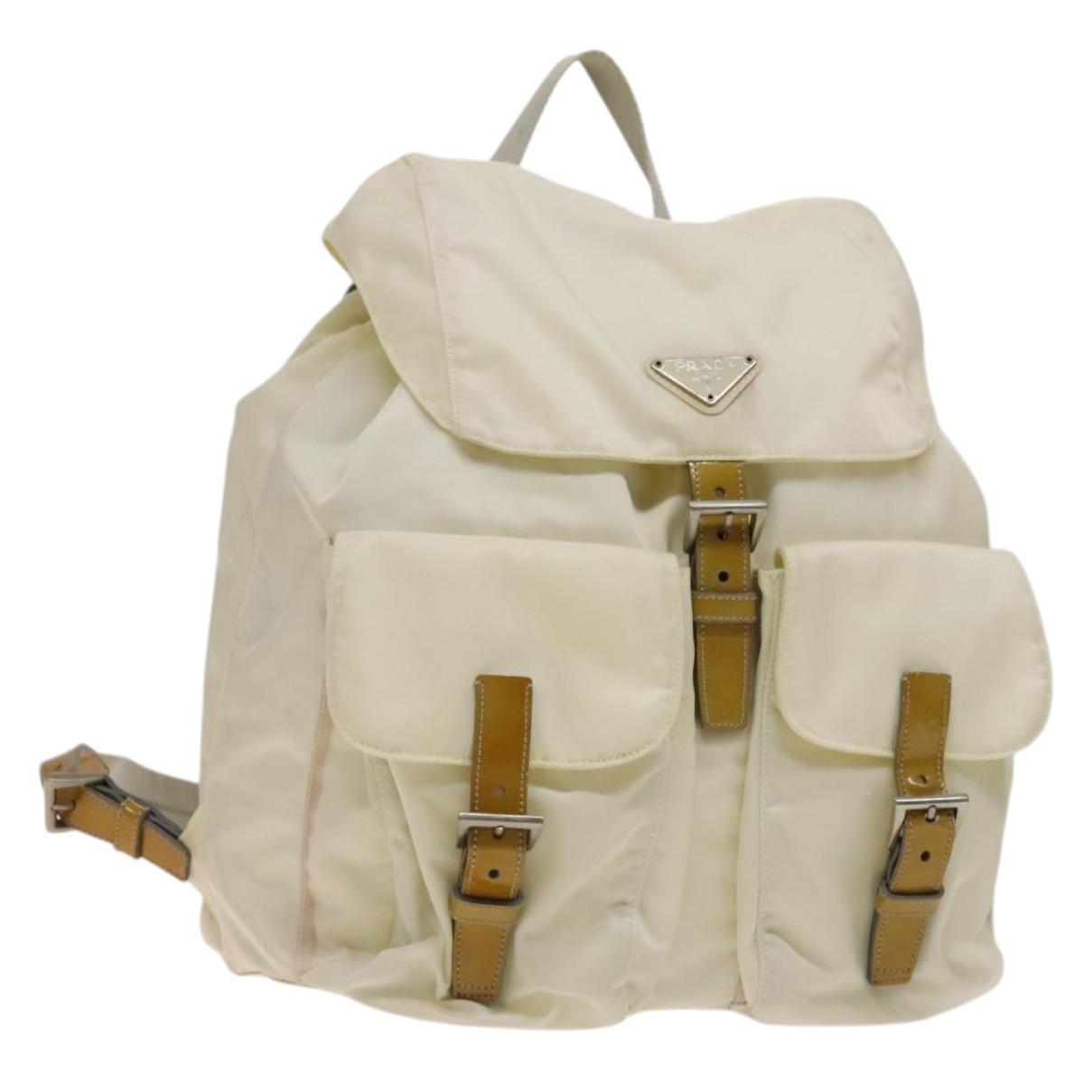 PRADA Sports Backpack Nylon White Auth hk2405 Prada Bianco Vela Re-Nylon Medium Backpack Bag W/ Pouch  main image 3