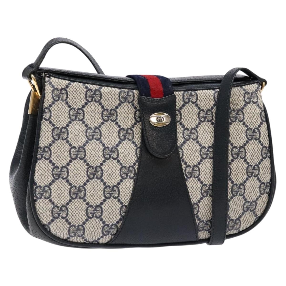 希少ネイビー【GUCCI】ボストンバッグ　GGスプリーム PVC ゴールド金具 希少ネイビー【GUCCI】ボストンバッグ GGスプリーム PVC ゴールド金具