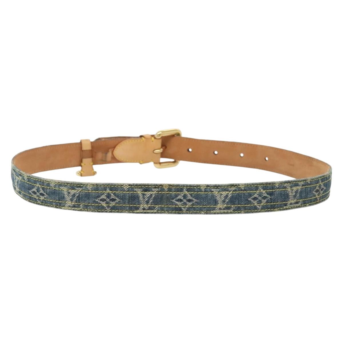 LOUIS VUITTON Monogram Denim Ceinture Belt Blue M6921U LV Auth