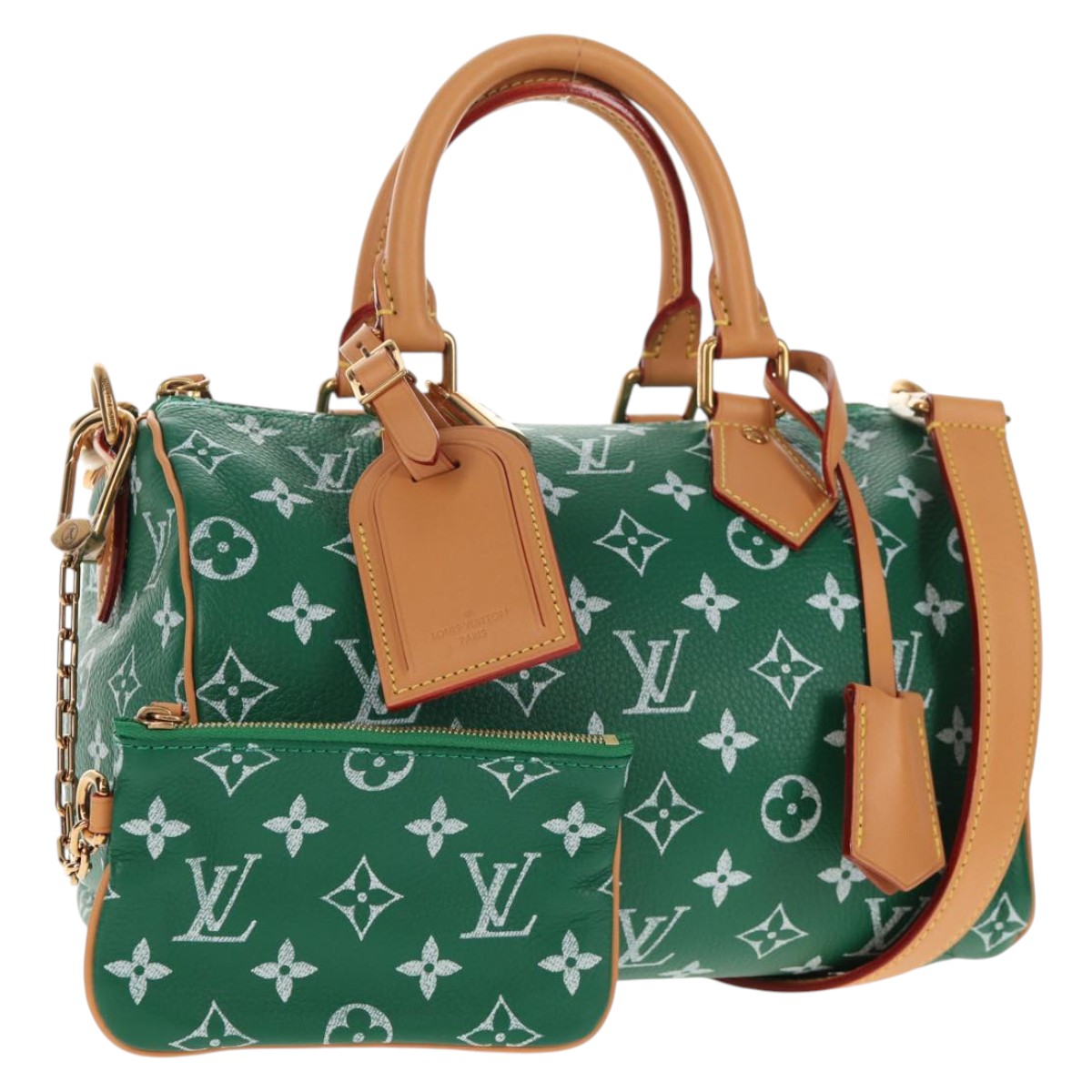 LOUIS VUITTON Monogram Speedy P9 Bandouliere 25 Bag Green M24423
