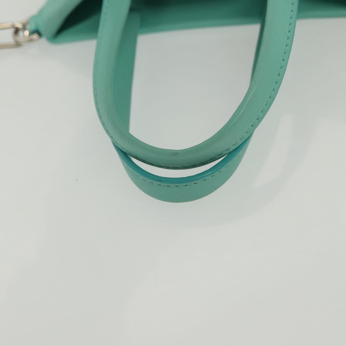 オーダー専用 TIFFANY&Co. Mini Hand Bag Leather 2way Turquoise Blue Silver Auth