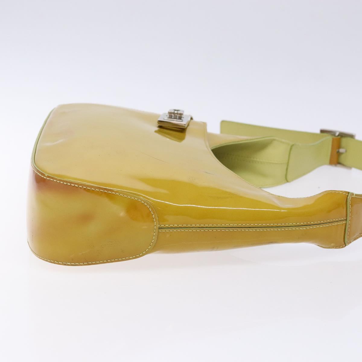 Salvatore Ferragamo Gancini Bag Patent leather Yellow Silver 