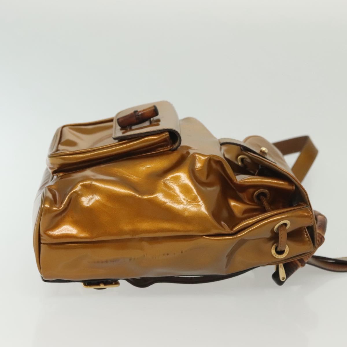 GUCCI Bamboo Backpack Patent leather Outlet Gold 003 1705  display picture 1