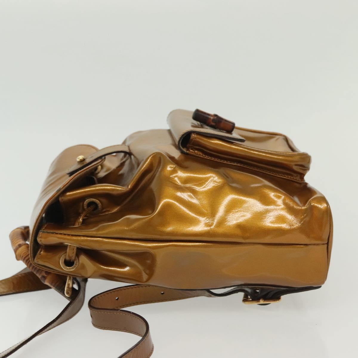 GUCCI Bamboo Backpack Patent leather Outlet Gold 003 1705 0030