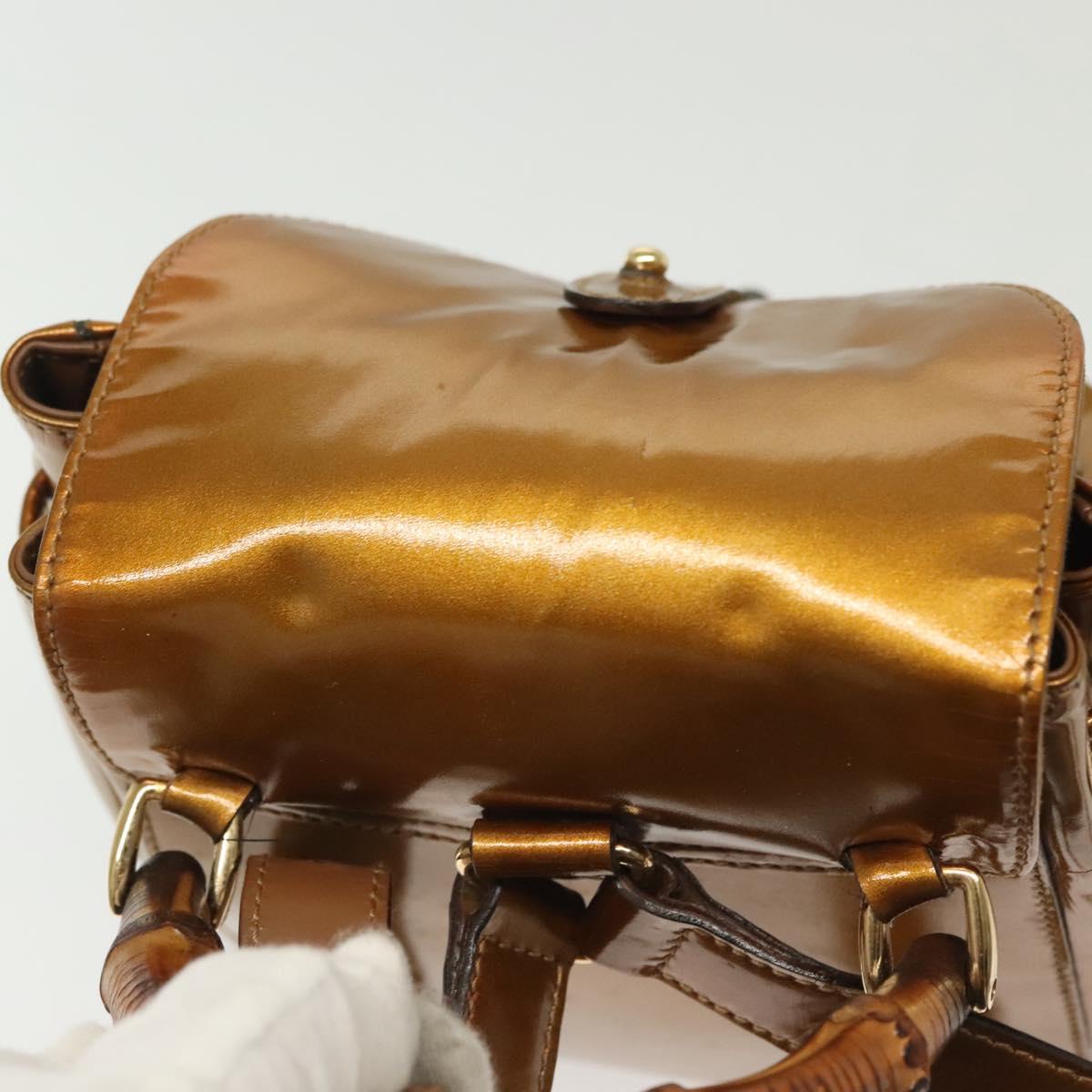 GUCCI Bamboo Backpack Patent leather Outlet Gold 003 1705  display picture 3