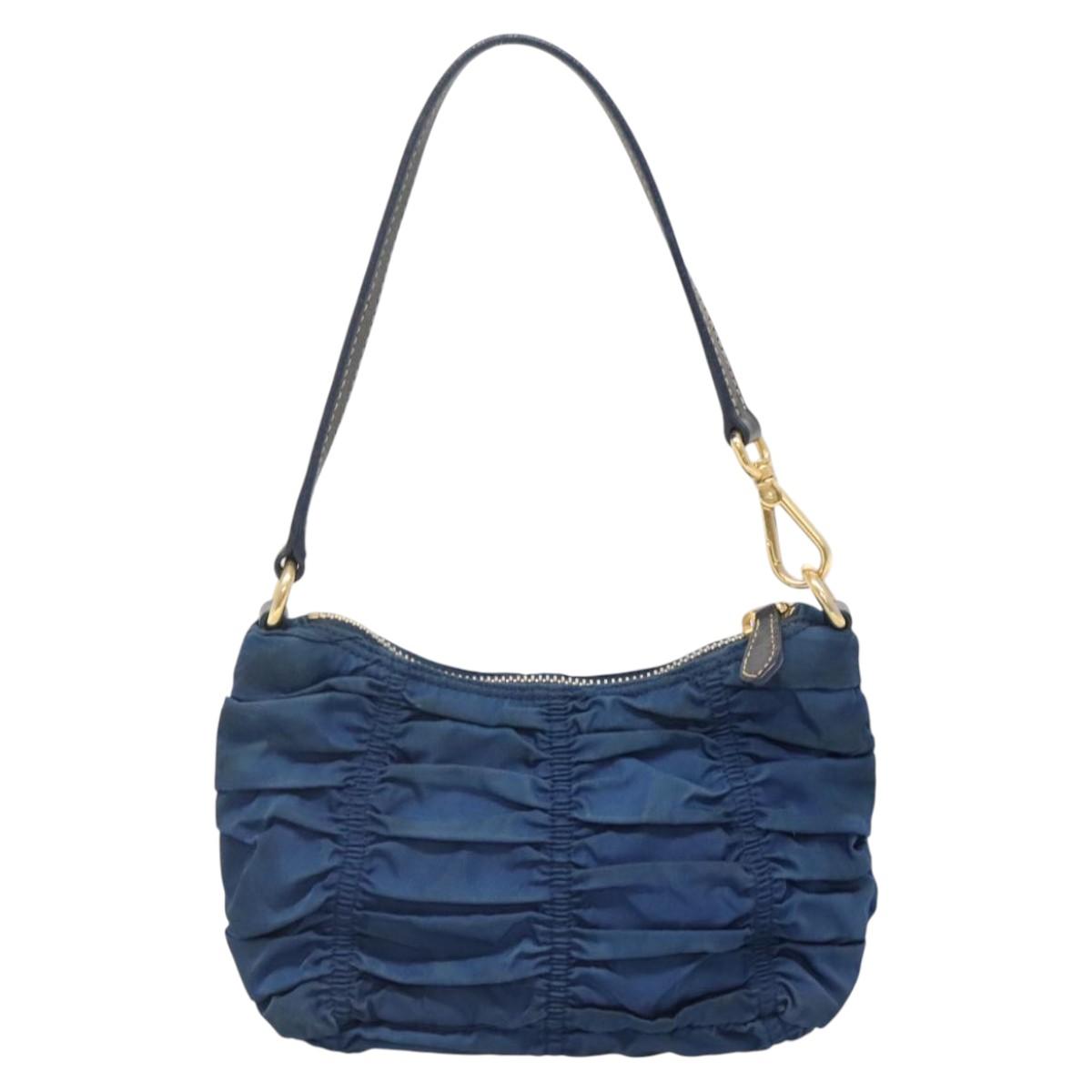 PRADA Accessory Pouch Nylon Blue Gold Auth 139522 | eBay