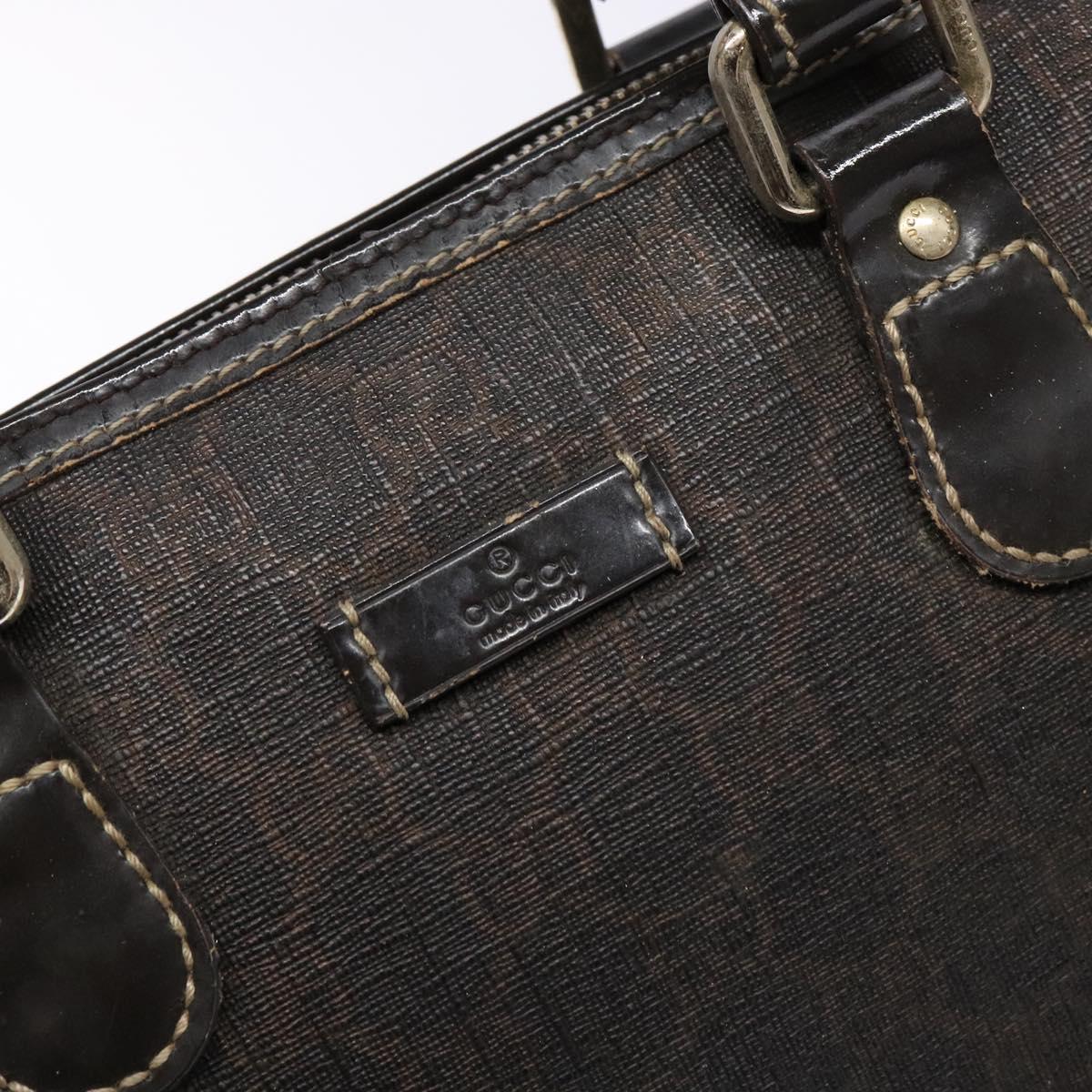 GUCCI GG Supreme Hand Bag PVC Leather Gold Dark Brown 190259 Auth