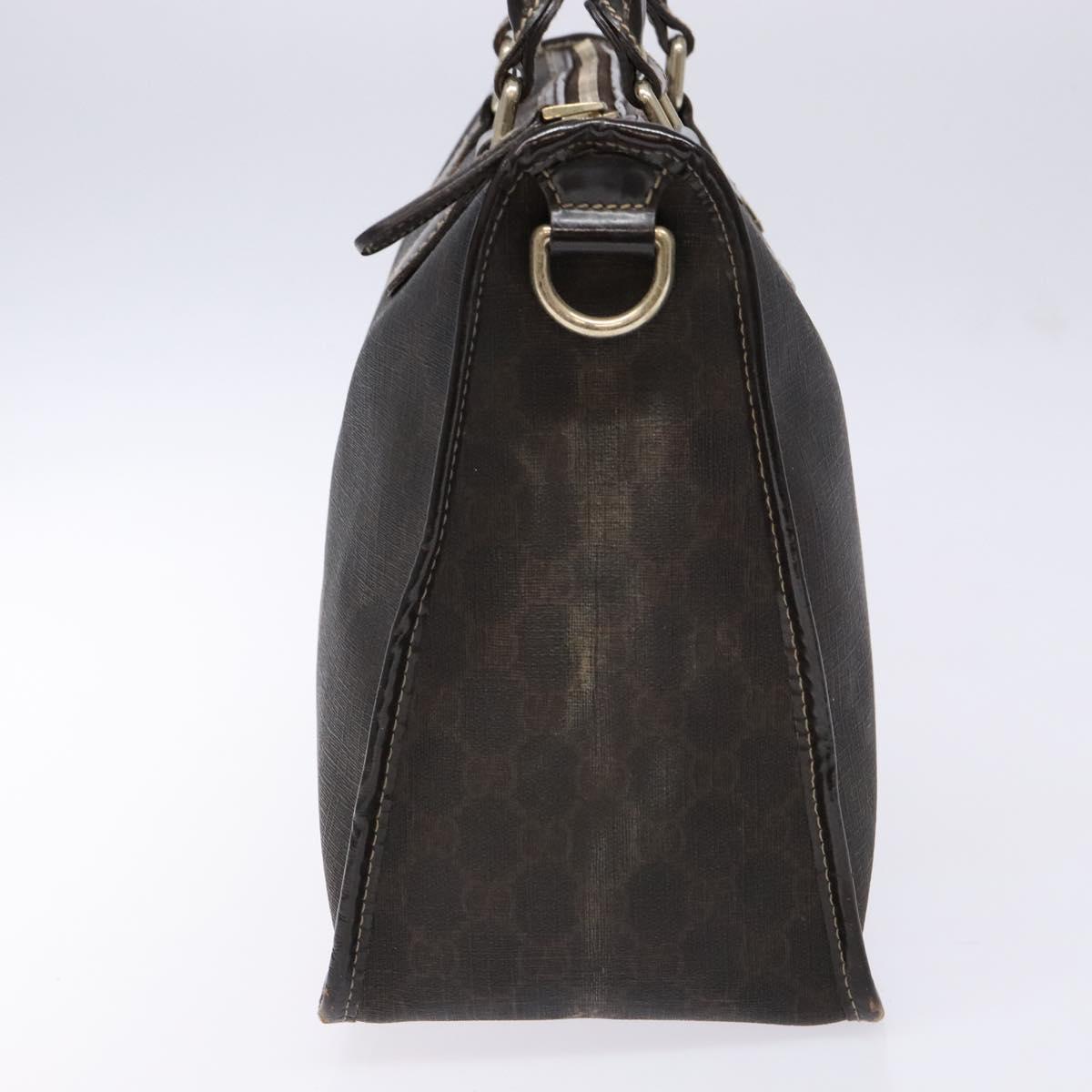 GUCCI GG Supreme Hand Bag PVC Leather Gold Dark Brown 190259 Auth