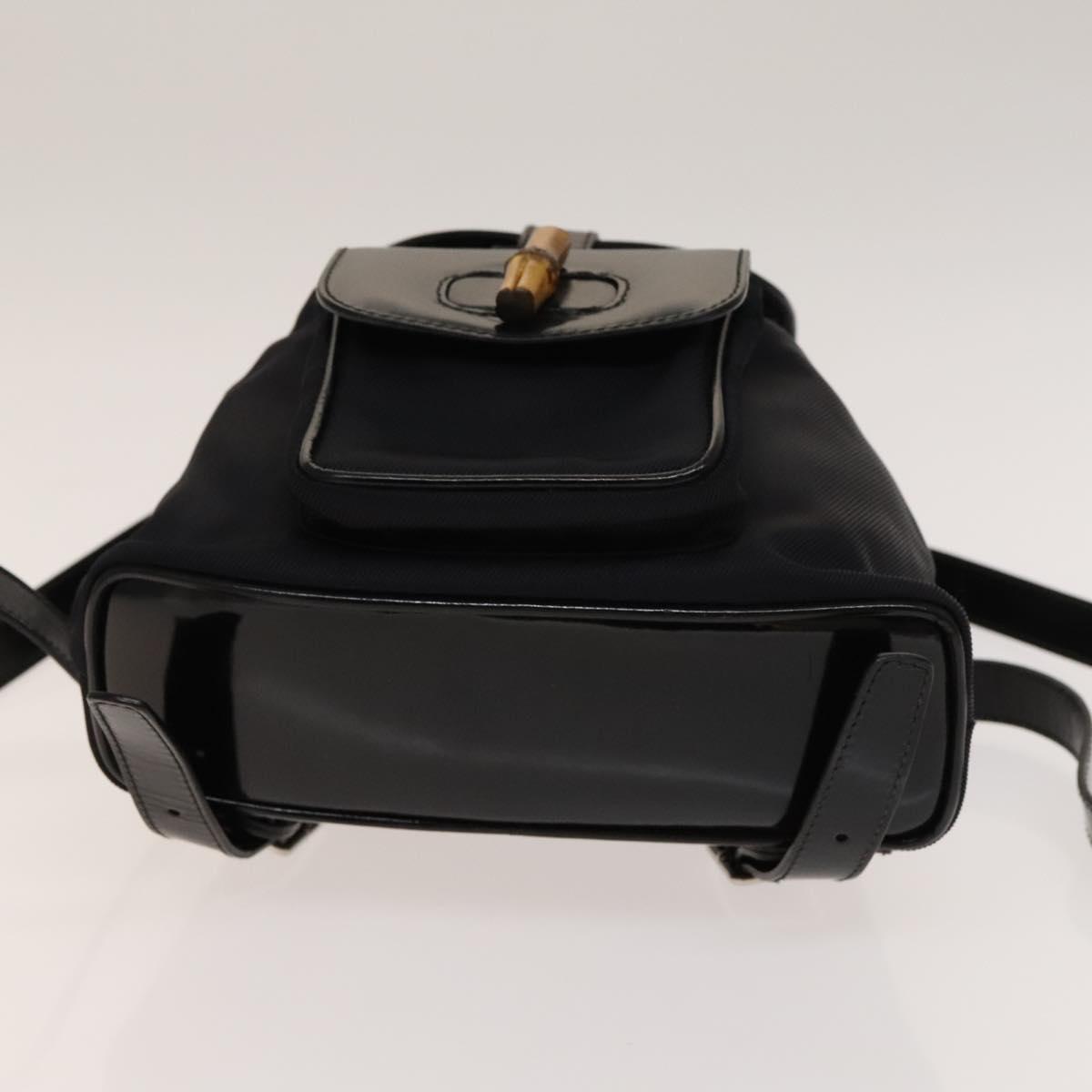 GUCCI Bamboo Backpack Canvas Black Silver 003 1998 0030 Auth