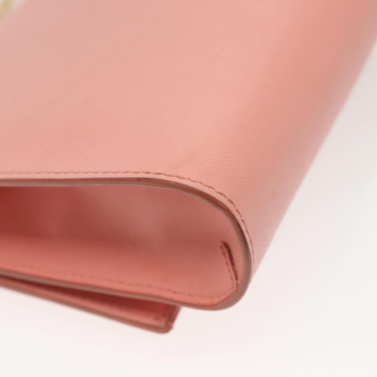 Salvatore Ferragamo Chain Vala Shoulder Bag Leather Pink Gold Auth