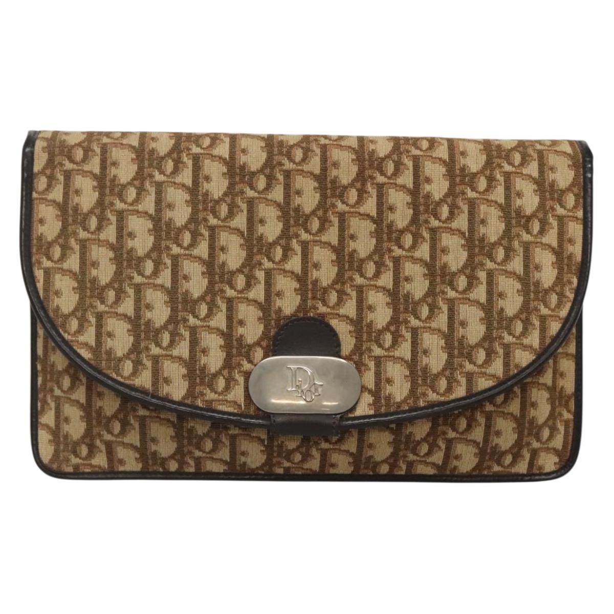 Christian Dior Trotter Canvas Clutch Bag Brown Gold Auth 140480 | eBay
