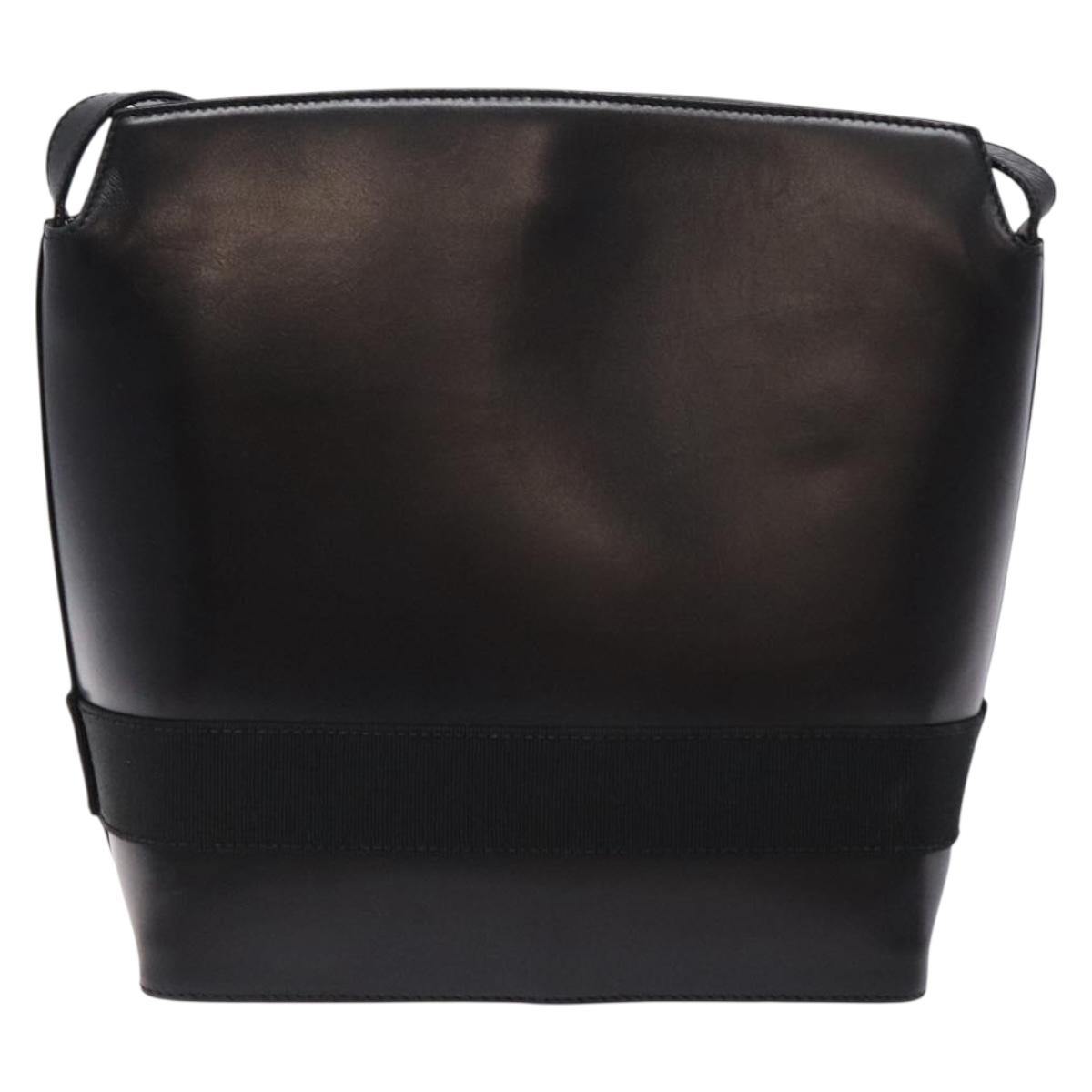 FROM JAPAN専用 Salvatore Ferragamo Gancini Shoulder Bag Leather Black Gold Auth