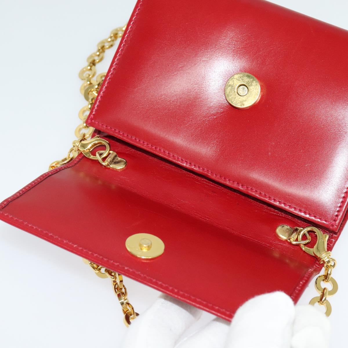 Feragamo チェーンミニショルダー Salvatore Ferragamo Vala Chain Mini Shoulder Bag Leather Red Gold
