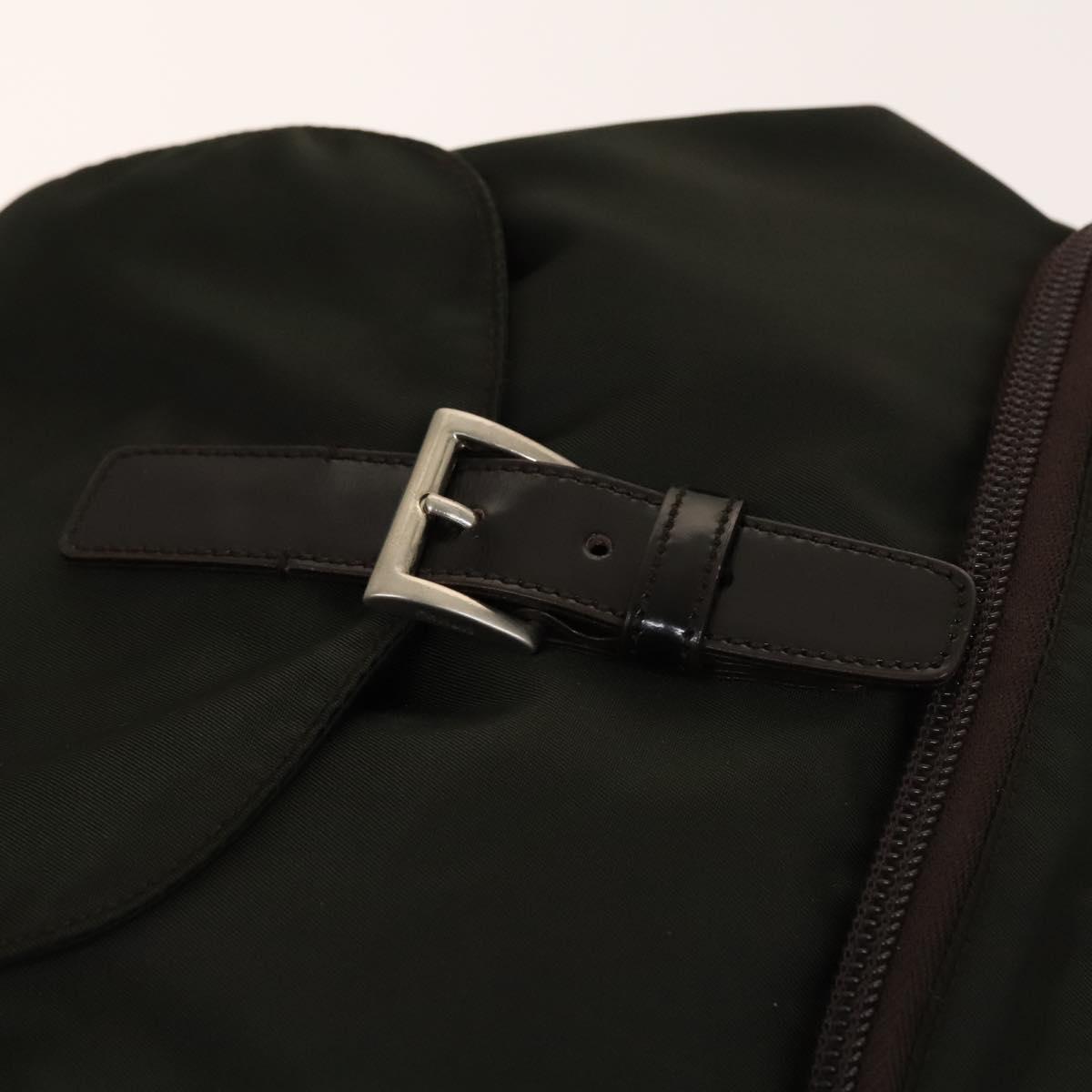 PRADA Backpack Nylon Khaki Silver Auth 140623 PRADA Backpack Nylon Khaki Silver Auth ki5980 Silvery ref  main image 3